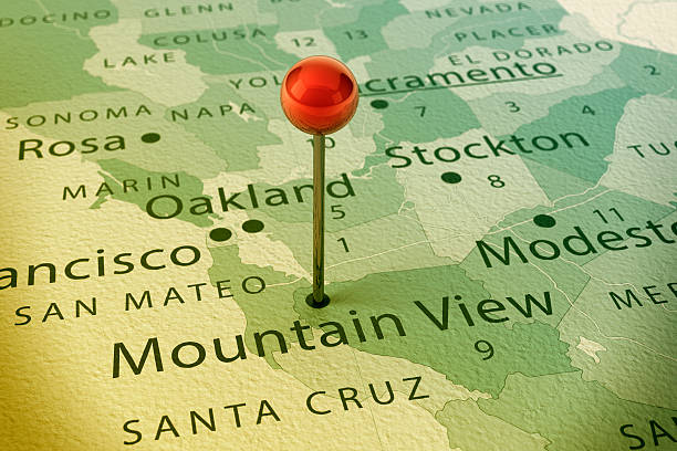 Mountain View Map City Straight Pin Vintage