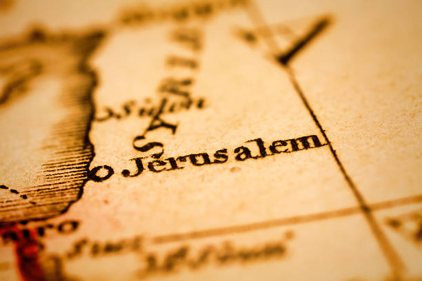 エルサレムには、アンティークの地図 - historical palestine ストックフォトと画像