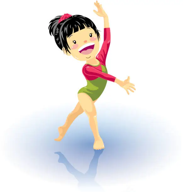 Vector illustration of Little girl gymnastics