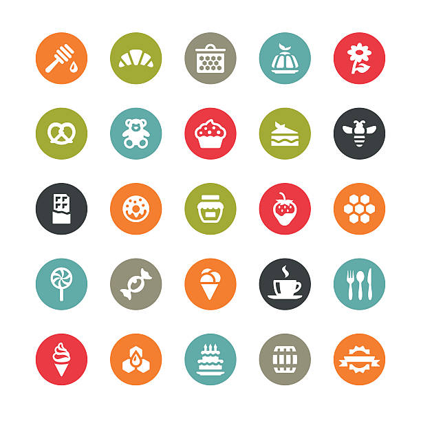 Sweet Food vector icons / Ringico series Sweet Food vector icons whipped cream dollop stock illustrations