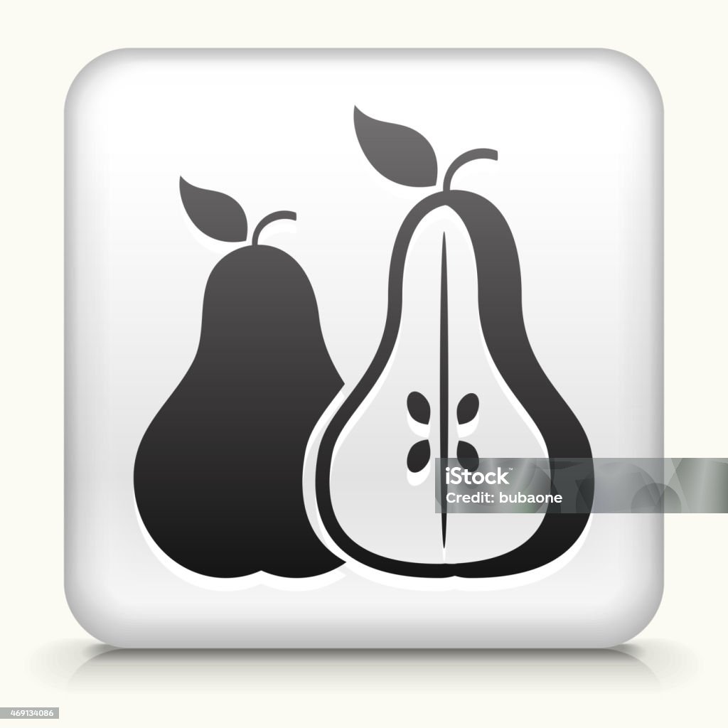 Royalty free vector icon button with Pear and Half Pear Royalty free vector icon. The black interface icon is on a simple white Background. Button has a bevel effect and a light shadow. 100% royalty free vector file and can be easily modified, icon download comes with vector graphic and jpg file. White Square Button with Pear and Half Pear 2015 stock vector