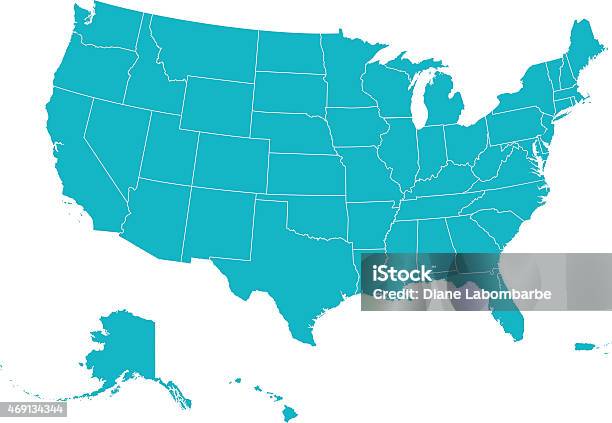 맵 United States Of America 미국에 대한 스톡 벡터 아트 및 기타 이미지 - 미국, 지도, 벡터