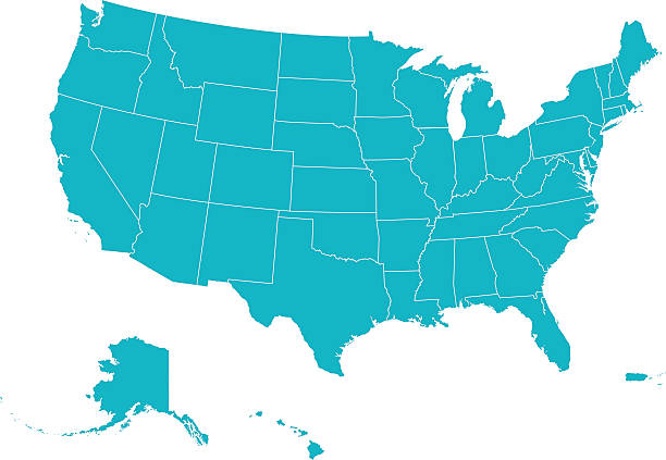 Map United States Of America Vector Map Of The United States. Includes Hawaii, Alaska, Puerto Rico and The Virgin Islands. The states are divided so you can outline or color each differently if you wish but the actual dividing lines are on the top layer in case you wish to color these as well. puerto rico silhouette stock illustrations