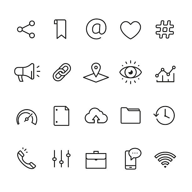 Application UI and UX related linear icons Application UI and UX related vector icons. megaphone symbols stock illustrations