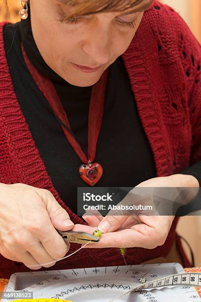 Woman Making Necklace At Home Slovenia Stock Photo - Download Image Now - Adult, Adults Only, Art And Craft