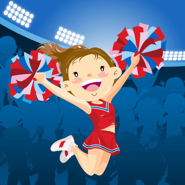 Cheerleader performing at the stadium cheerleader performing at the stadium. pep rally stock illustrations