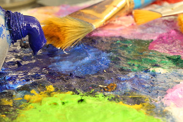 istock Artist's Palete with Blue Oil Paint 469139830