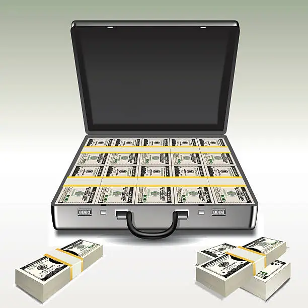 Vector illustration of Suitcase with money
