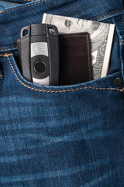 現金、カーキーのジーンズ - pocket inside of jeans empty ストックフォトと画像