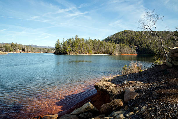 Clear blue waters of Lake Keowee in South Carolina on a winter day