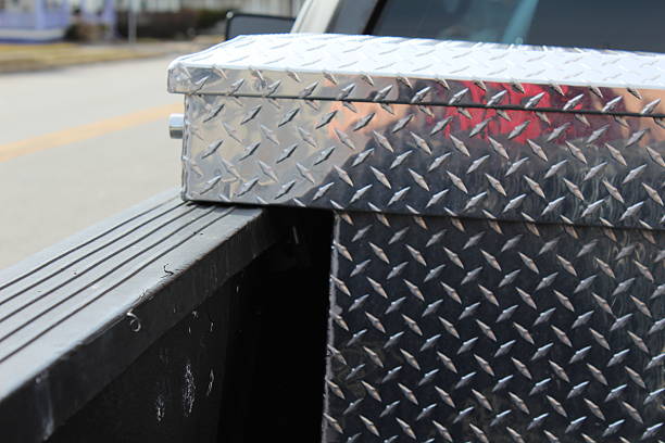 Truck Utility Box Utility Box on the bed of a pick up truck metal crate stock pictures, royalty-free photos & images