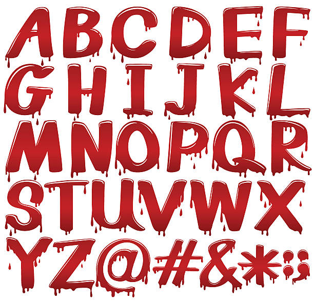 illustrations, cliparts, dessins animés et icônes de lettres de l'alphabet de bloody fontstyle - letter k blood alphabet drop