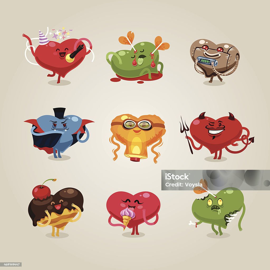 Conjunto de ícones de corações para namorados - Royalty-free Fofo - Descrição Física arte vetorial