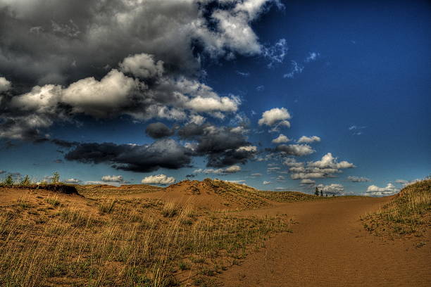 Rippled sand dunes at sunset Rippled sand dunes at sunset, Manitoba Desert - Devil's Punch Bowl, Spruce Woods jaisalmer stock pictures, royalty-free photos & images