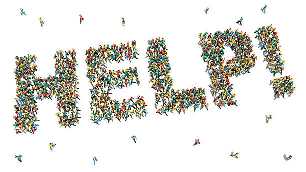 istock Large group of people standing in the form word help 469153580