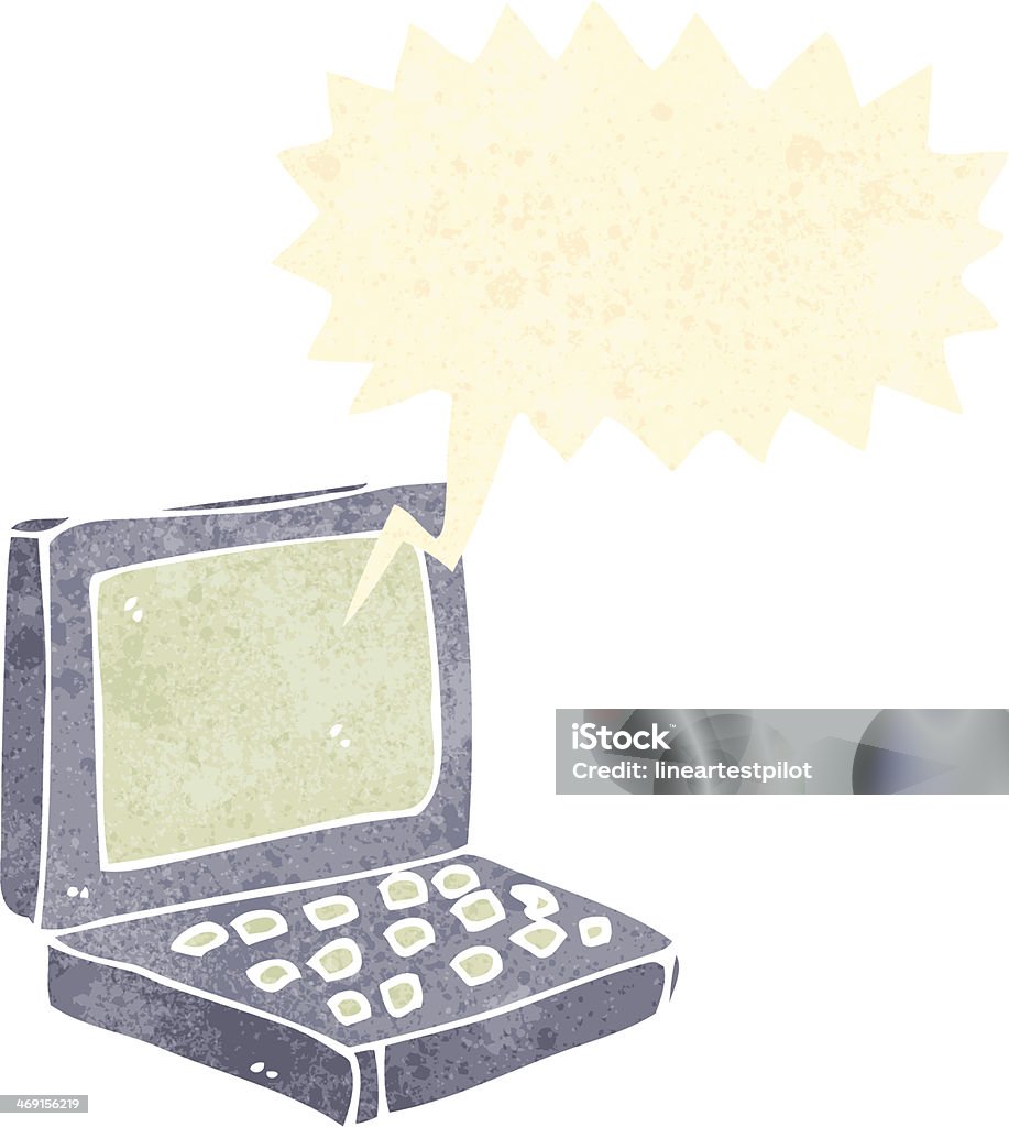 Retro Cartoon Laptop Computer Stock Illustration - Download Image Now ...