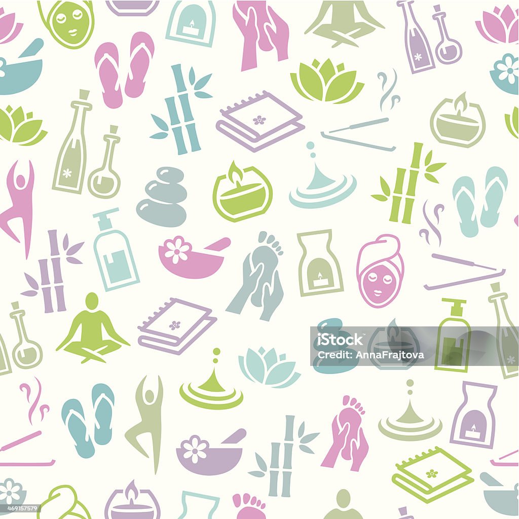 Wellness and Relaxation Seamless Pattern Seamless Pattern With Icons Representing Relaxation and Wellness. Adult stock vector