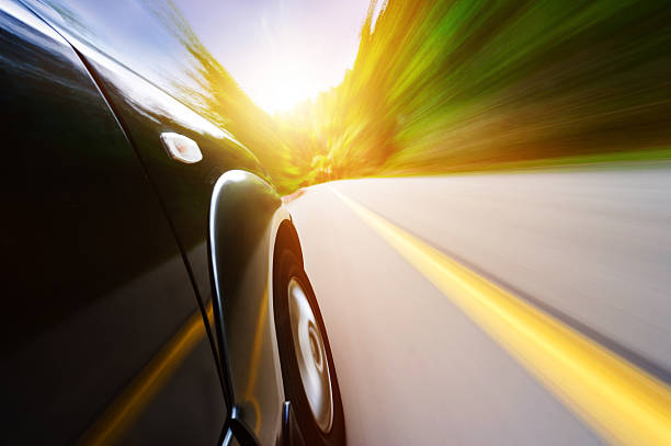 istock car on the road with motion blur background. 469158303