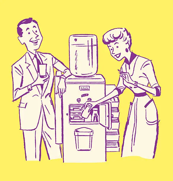 Vector illustration of Business People at Water Cooler