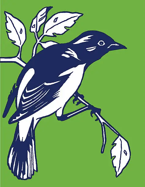 Vector illustration of Bird Sitting on a Branch