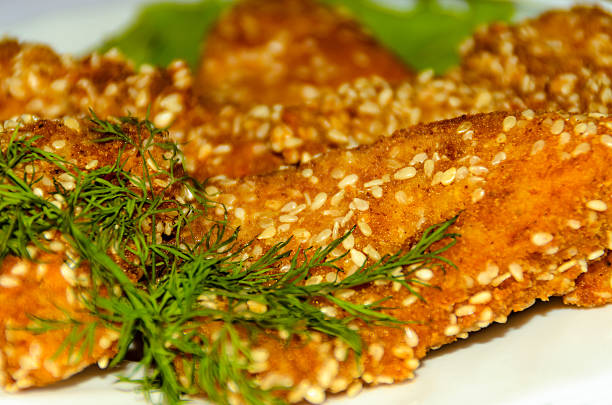 Fillet of Fish and Salad stock photo