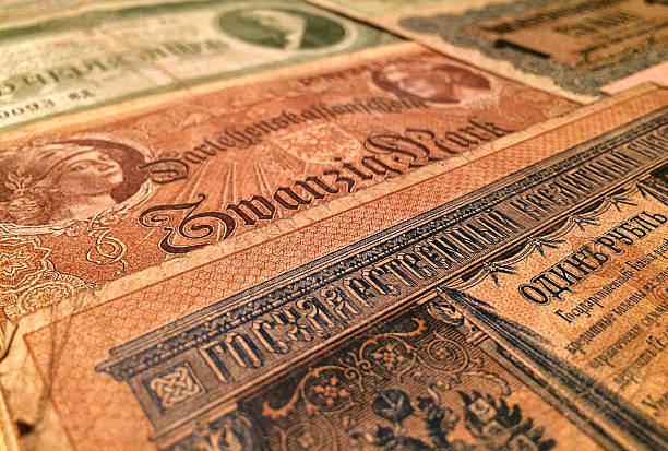 istock Old currency - German & Russian money 469163872
