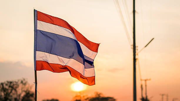 Flag of Thailand Flag of Thailand has three colors: red, their silver and white. thai flag stock pictures, royalty-free photos & images