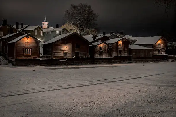 Porvoo at night by the river