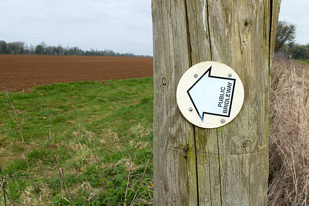 istock Public Bridleway sign on wooden post 469165146