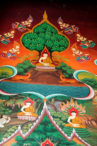 istock Mural Buddhist art in Thai temple 469165751