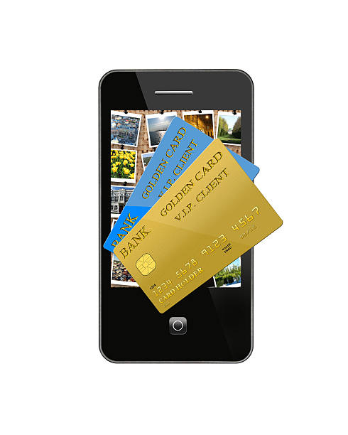istock mobile phone with different credit cards 469167530
