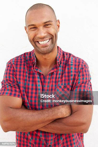 Jolly Først Herske Photo Of Bald Man In Red Shirt Against White Background Stock Photo -  Download Image Now - iStock