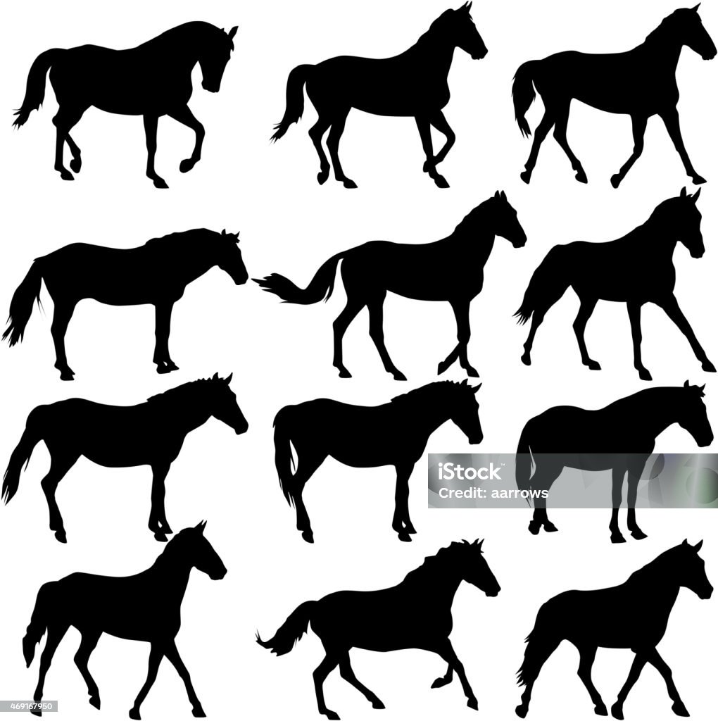 Ensemble de la silhouette de cheval. - clipart vectoriel de Cheval libre de droits