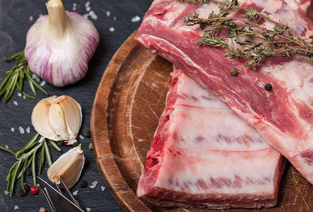 istock Fresh pork ribs, meat  with garlic allspice 469168994