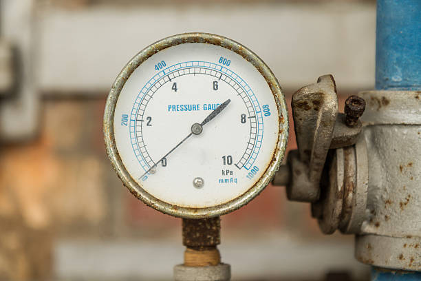istock Pressure Gauge connected to Pipes 469170715