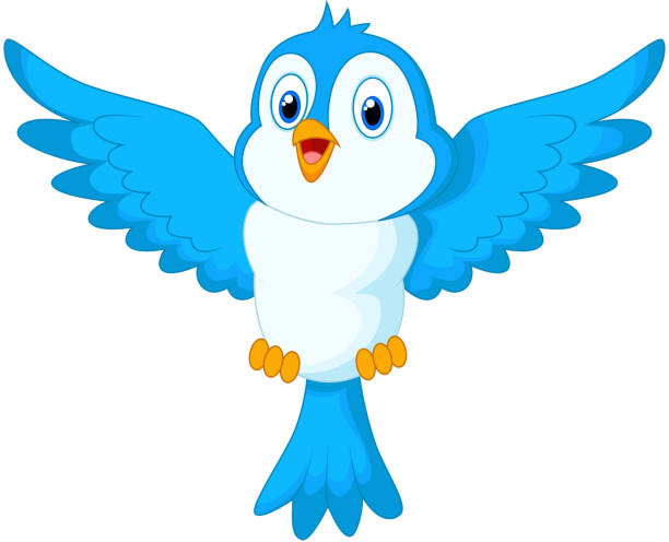 Cute cartoon blue bird flying Vector illustration of Cute cartoon blue bird flying cute blue bird stock illustrations