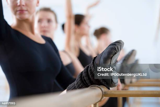 Ballet Dancers Stretching Their Legs And Practicing Stock Photo - Download Image Now