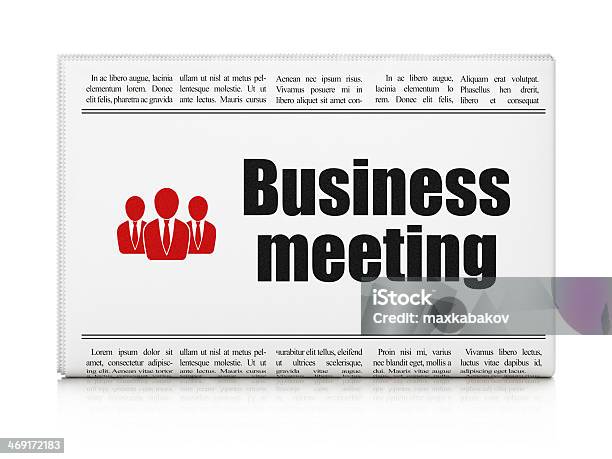 Newspaper With Meeting And Business People Stock Photo - Download Image Now - Achievement, Adult, Agreement