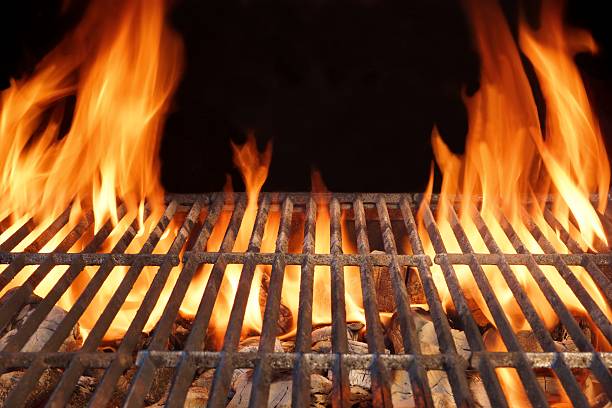 istock Charcoal grill with giant flames 469174408