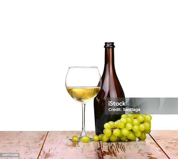 Glass Of Red Wine A Bottle Of Wine And Grapes Stock Photo - Download Image Now - 2015, Alcohol - Drink, Apple - Fruit