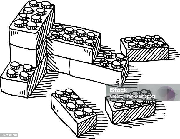 Construction Blocks Toy Drawing Stock Illustration - Download Image Now - Toy Block, Block Shape, Drawing - Art Product