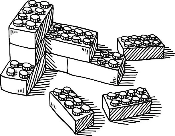 Vector illustration of Construction Blocks Toy Drawing