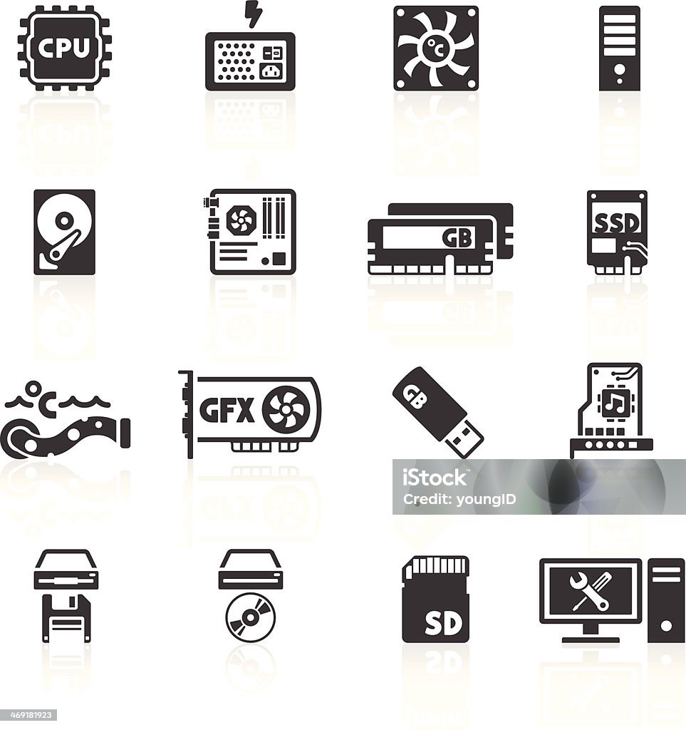 Icônes de composants d'ordinateur - clipart vectoriel de Spatholobus suberectus Dunn libre de droits