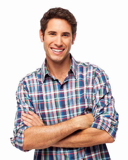 istock Happy Young Man Standing With Hands Folded - Isolated 469182457