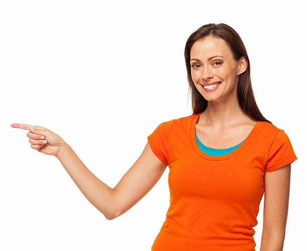 istock Young Female Pointing To Her Right - Isolated 469182619
