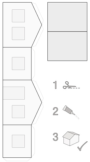 Very easy house building template. Isolated vector illustration on white background.