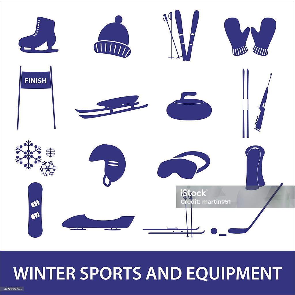 冬のスポーツ機器 icons EPS 10 を含む - アイコンのロイヤリティフリーベクトルアート