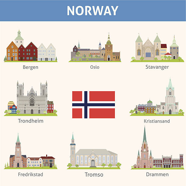 illustrazioni stock, clip art, cartoni animati e icone di tendenza di norvegia.  simboli della città - rogaland county