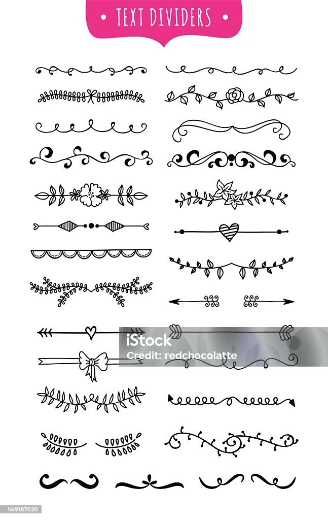 Hand drawn text dividers and borders Heart Shape stock vector