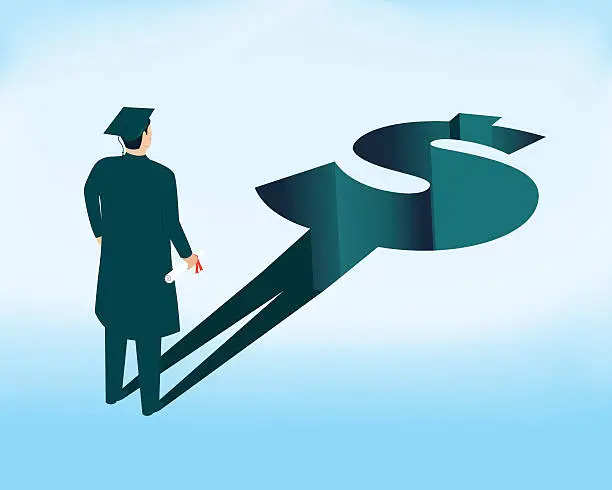 Vector illustration of Repayment of student loans after graduation